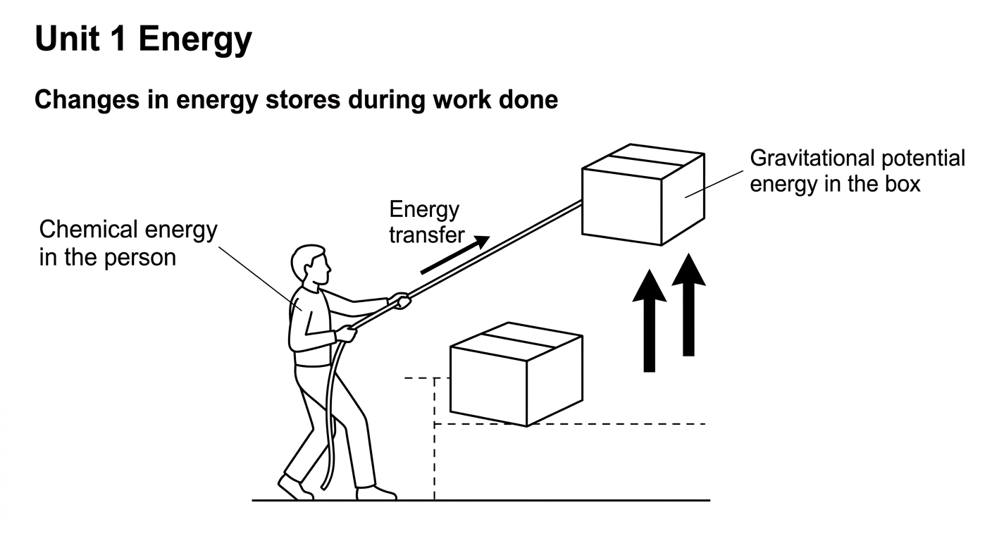 Diagram for AQA GCSE Physics revision question about Unit 1 Energy